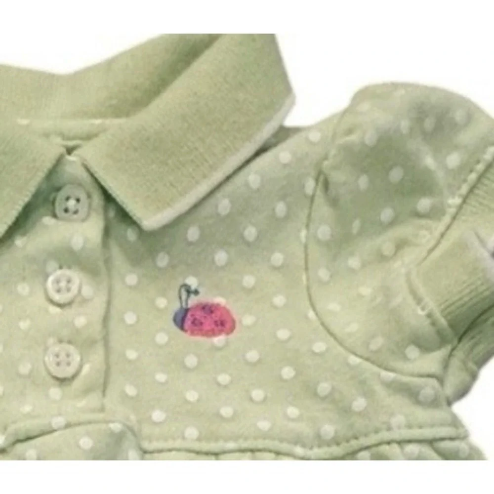 Carter's Girl Dress Green Polka‎ Dot Embroidered Flowers Butterflies - 9 mos